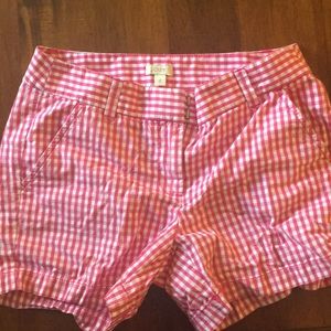 Pink checkered j crew shorts